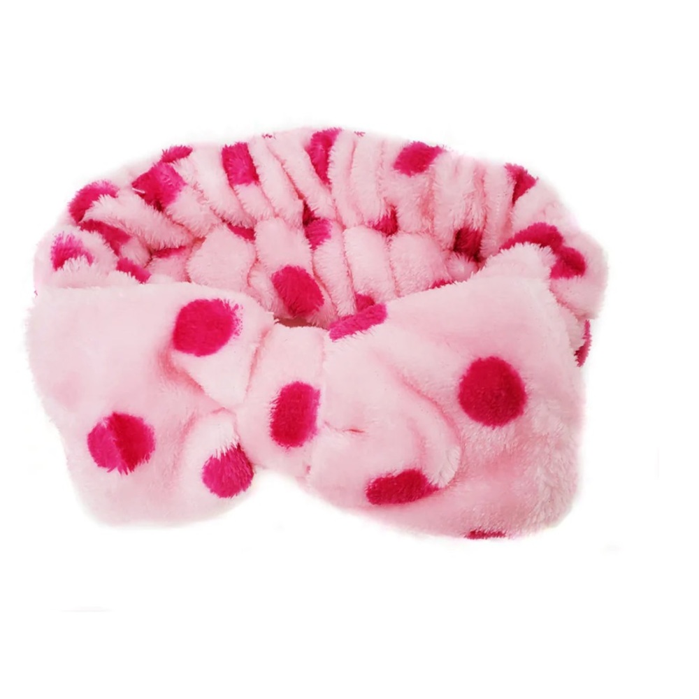 NWOT Spa Day Headband Plush With Bow in Light Pink and Hot Pink